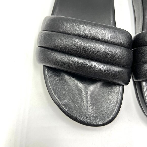 Seychelles‎ Size 7 Low Key Black Leather Slip On Wide Band Slides Sandals Shoes - Picture 4 of 13